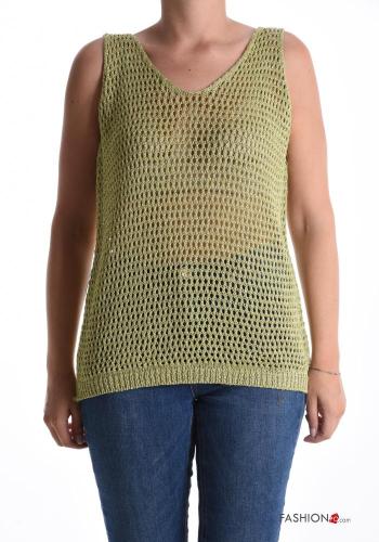 Canotta a rete Fantasia ricamata scollo a V - ph 1