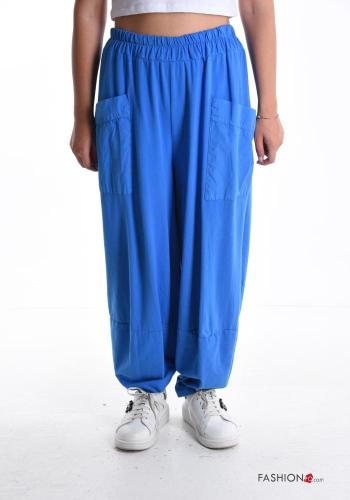 oversized Cotton Trousers with pockets with elastic - ph 1