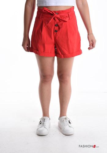 Shorts en Coton à boutons avec noeud avec poches