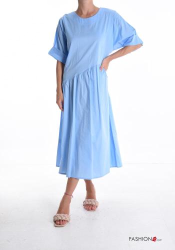short sleeve crew neck Cotton Dress with bow