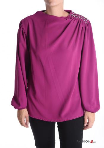 Blusa manga larga con botones con brillantes - ph 1