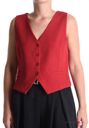 Gilet with buttons with v-neck
