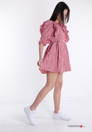 Dress  with flounces with buttons Vichy checked print - ph 3