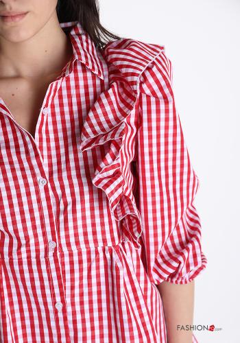 Dress  with flounces with buttons Vichy checked print - ph 4