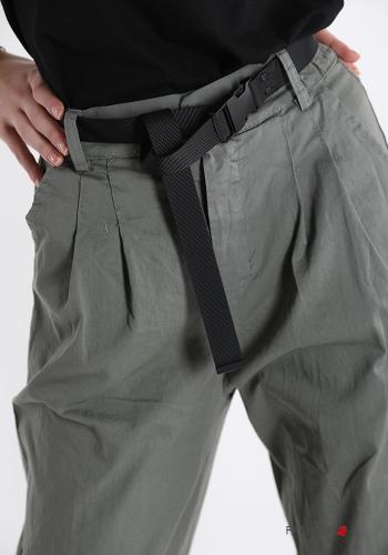 Pantalons en Coton avec des boutons avec ceinture avec fermeture éclair avec poches - ph 4