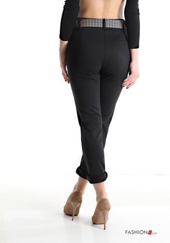 skinny Hose mit Gürtel mit Reißverschluss mit Taschen - ph 2