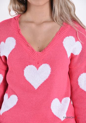 Sweater in Cotton  v-neck Geometric Pattern - ph 4