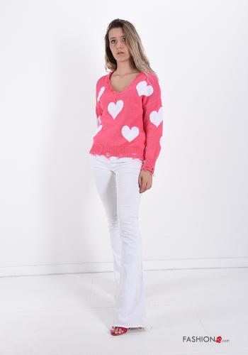 Sweater in Cotton  v-neck Geometric Pattern - ph 5