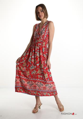 Floral v-neck Cotton Sleeveless Dress - ph 1