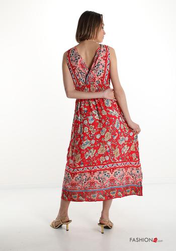Floral v-neck Cotton Sleeveless Dress - ph 2