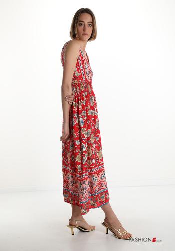 Floral v-neck Cotton Sleeveless Dress - ph 3