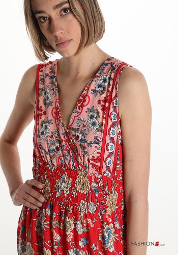Floral v-neck Cotton Sleeveless Dress - ph 4