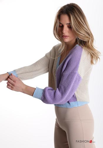 Cardigan in Cotone  con bottoni Fantasia colorata - ph 2