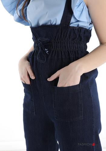 Cotton Dungaree with pockets with suspenders with bow - ph 4