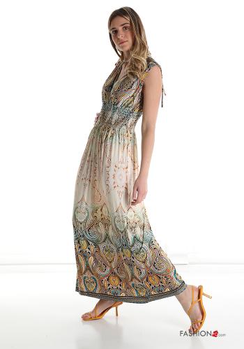 Pinafore Dress  with bow v-neck Paisley pattern - ph 3