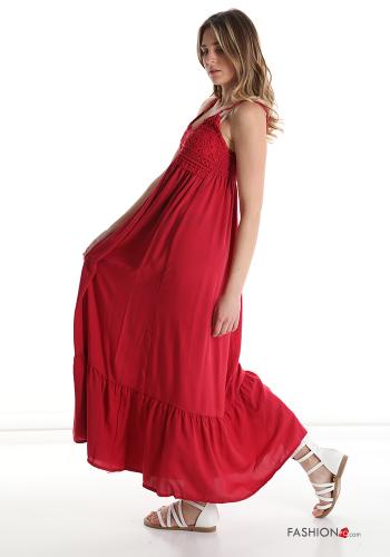 Abito in Cotone  con balze pizzo scollo a V - ph 3