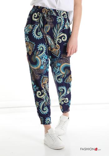 Pantalone in Cotone Fantasia jacquard con tasche con fiocco - ph 1