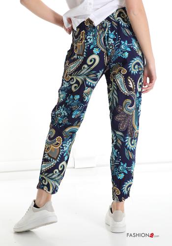 Pantalone in Cotone Fantasia jacquard con tasche con fiocco - ph 2