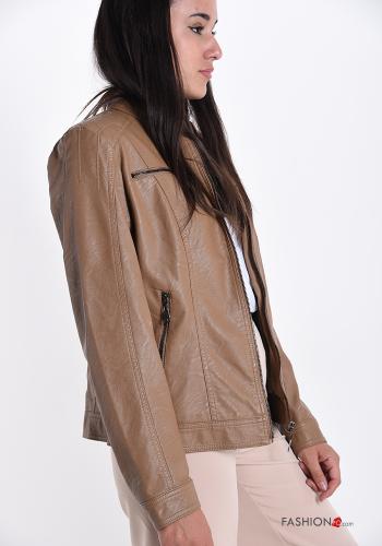 Giacca ecopelle con tasche con bottoni con zip - ph 3