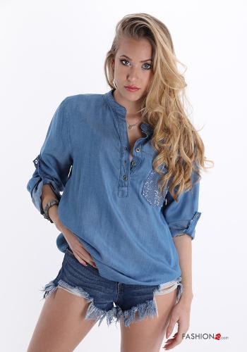 Blouse  with sequins with pockets with buttons - ph 1