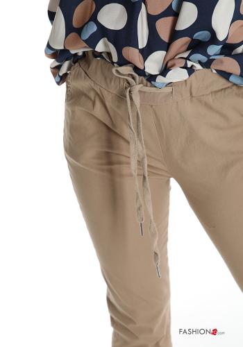 Hose aus Baumwolle mit Taschen mit Schleife - ph 4