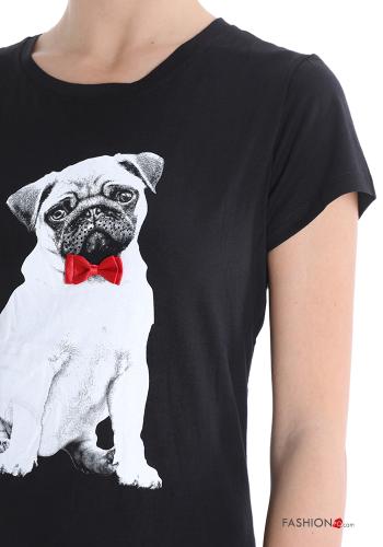 T-shirt in Cotone Fantasia animali con strass - ph 4