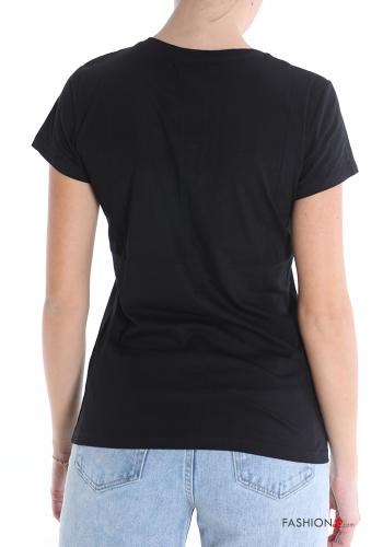 T-shirt in Cotone Fantasia stampata con strass - ph 2