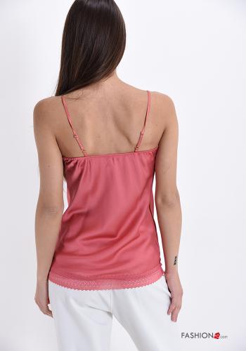 lace trim satin Tank-Top with v-neck - ph 2