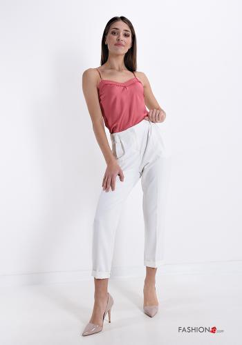 lace trim satin Tank-Top with v-neck - ph 5