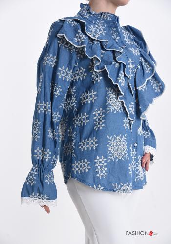 Chemise en Coton en denim à broderie à volants - ph 3