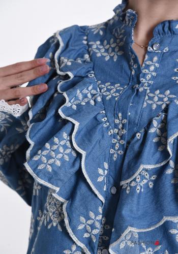 Chemise en Coton en denim à broderie à volants - ph 4