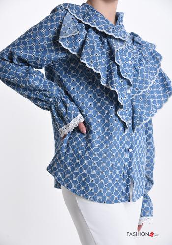 Chemise en Coton en denim à broderie à volants - ph 3