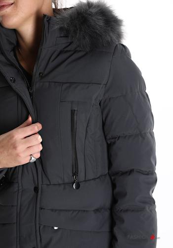 Puffer Jacket with buttons with pockets with hood with zip - ph 4