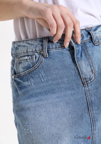 Gonna in Cotone denim con tasche con bottoni con zip - ph 4