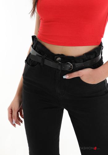 Jeans in Cotone con tasche con cintura con zip - ph 4