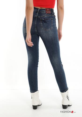 Cotton Jeans with buttons with pockets with rhinestones with zip - ph 2