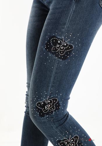 Cotton Jeans with buttons with pockets with rhinestones with zip - ph 4
