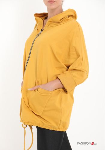 Felpa in Cotone con zip con tasche con cappuccio - ph 3