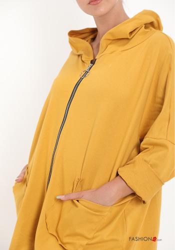Felpa in Cotone con zip con tasche con cappuccio - ph 4