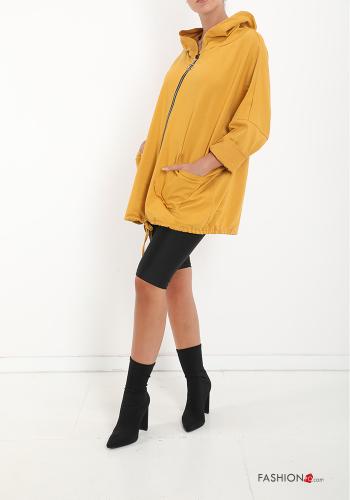 Felpa in Cotone con zip con tasche con cappuccio - ph 5