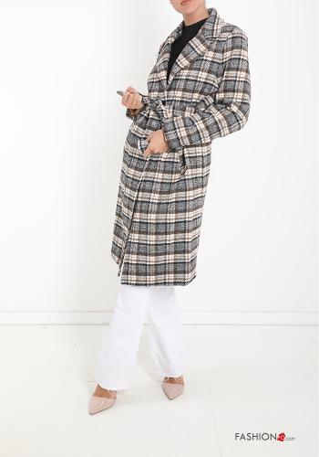 Vichy Muster Mantel mit Knöpfen mit Taschen - ph 1