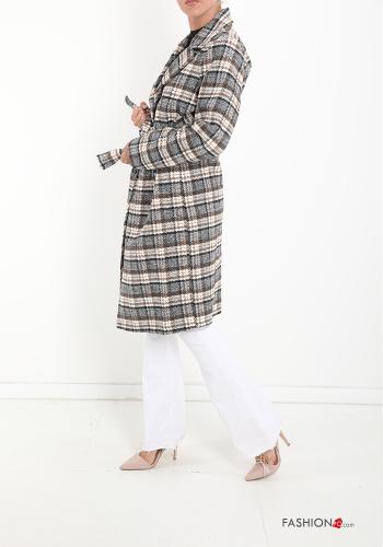 Vichy Muster Mantel mit Knöpfen mit Taschen - ph 3