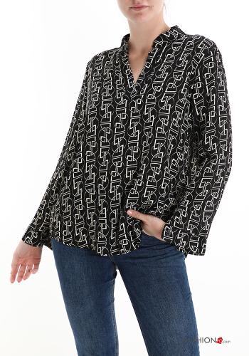 Blusa escote en v Diseño impreso con botones - ph 1