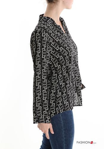 Blusa escote en v Diseño impreso con botones - ph 3