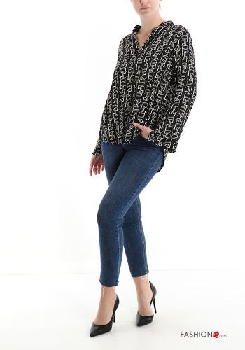 Blusa escote en v Diseño impreso con botones - ph 5