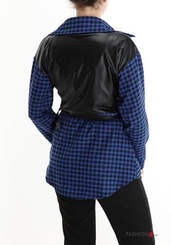 Camicia ecopelle Fantasia quadrettata vichy con cintura con bottoni - ph 2