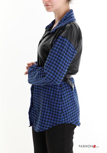 Camicia ecopelle Fantasia quadrettata vichy con cintura con bottoni - ph 3