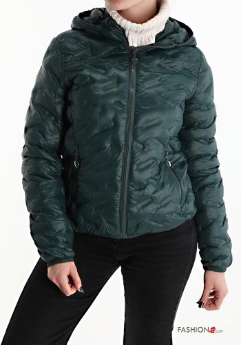 Piumino con zip con tasche con cappuccio - ph 1