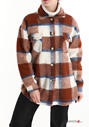Tartan-Muster Hemd aus Wollmischung mit Taschen - ph 1