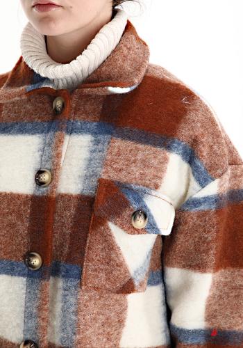 Tartan-Muster Hemd aus Wollmischung mit Taschen - ph 4